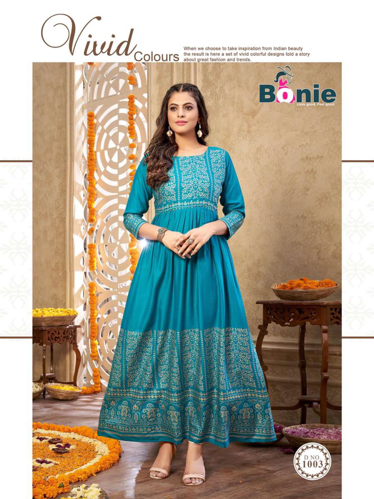 Bonie Senorita Festive Wear Rayon Designer Long Anarkali Kurti Collection